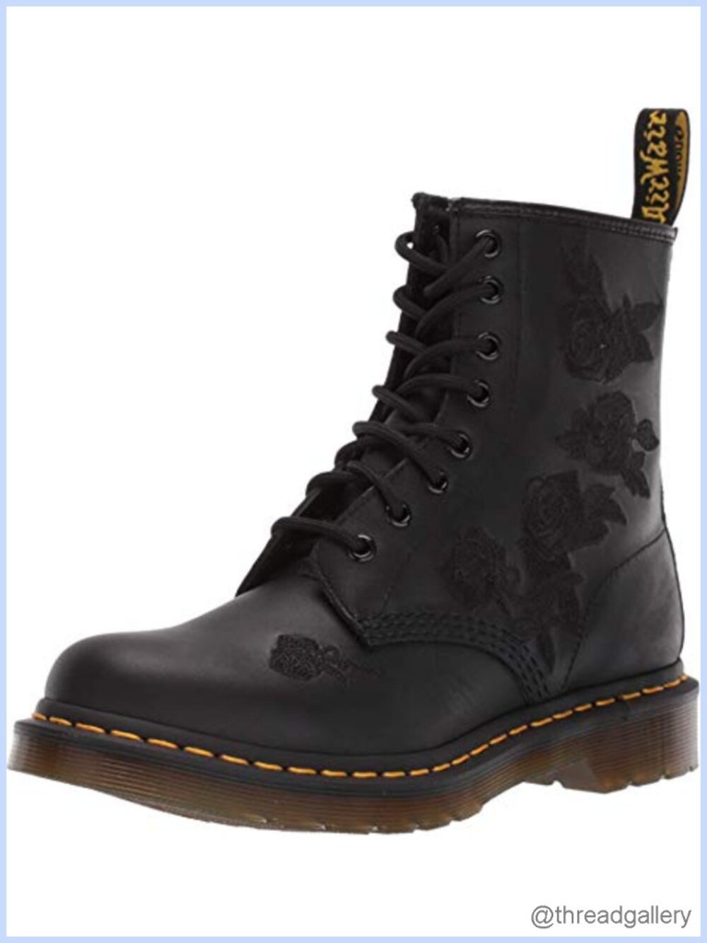 Dr. Martens 1460 Vonda Mono Softy T Ankle Boots Embroidered Combat